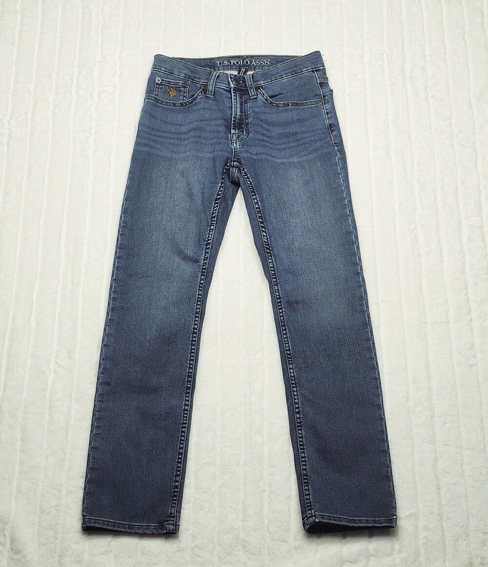 U.S. Polo Assn. Men's W28 L30 Slim Fit Stretch Jeans Medium Wash Denim Blue